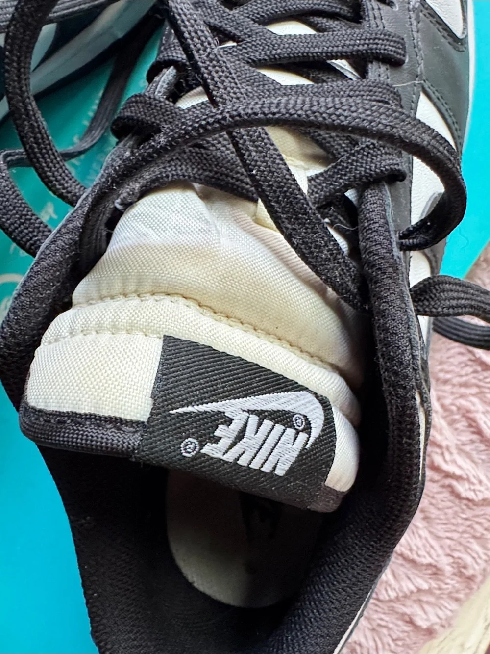 Nike Black and White Low-Top Sneakers with Cream Tongues